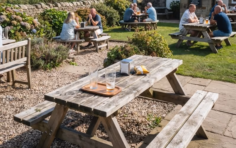 The garden of the Craster Arms in Beadnell